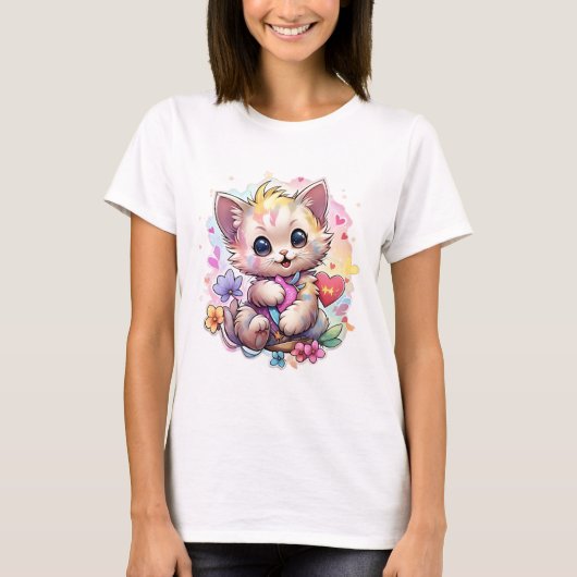 Niedliche und farbenfrohe Kätzchen Adorable Cat Lo T-Shirt (Vorderseite)
