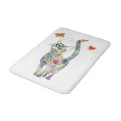 Niedliche und farbenfrohe Katze Badematte (Schrägansicht)