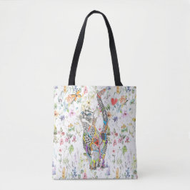 Niedliche und farbenfrohe Katze Blumenbeutel Tasche