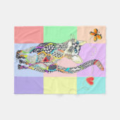 Niedliche und farbenfrohe Katze Fleece Blanken (Vorderseite (Horizontal))