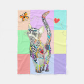 Niedliche und farbenfrohe Katze Fleece Blanken (Vorderseite)