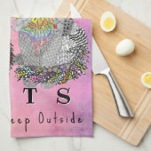 Niedliche und farbenfrohe Katze und Küchentücher (Viertel Falte)