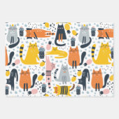 Niedliche und farbenfrohe Katzen Muster Mit Monogr Geschenkpapier Set (Vorderseite)