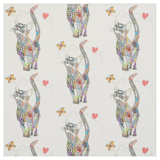 Niedliche und farbenfrohe Katzenstoffe Stoff (Muster)