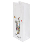 Niedliche und farbenfrohe Katzenweinbeutel Geschenktüte Für Weinflaschen (Vorderseite Schrägansicht)