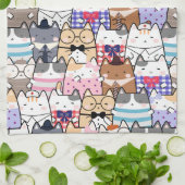 Niedliche und farbenfrohe Kawaii Cat Pattern Geschirrtuch (Gefaltet)