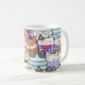 Niedliche und farbenfrohe Kawaii Cat Pattern Kaffeetasse (VorderseiteRechts)