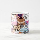 Niedliche und farbenfrohe Kawaii Cat Pattern Kaffeetasse (Mittel)