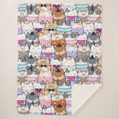 Niedliche und farbenfrohe Kawaii Cat Pattern Sherpadecke (Vorderseite)