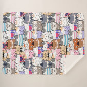 Niedliche und farbenfrohe Kawaii Cat Pattern Sherpadecke (Vorderseite (Horizontal))