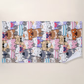 Niedliche und farbenfrohe Kawaii Cat Pattern Strandtuch (Vorderseite)