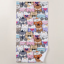 Niedliche und farbenfrohe Kawaii Cat Pattern Strandtuch