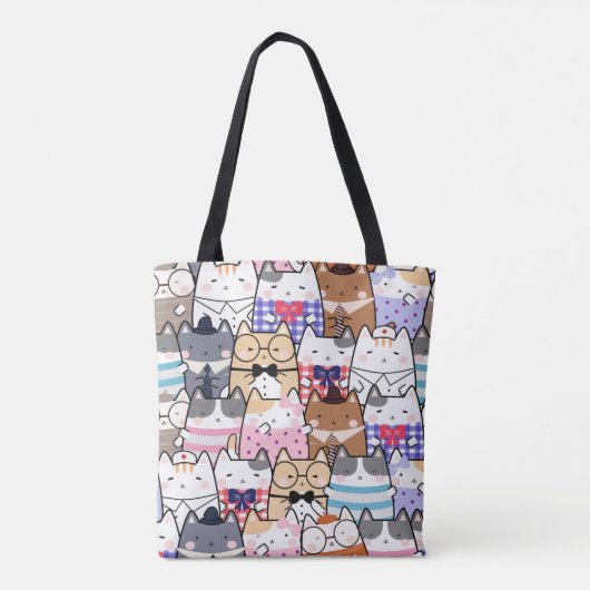 Niedliche und farbenfrohe Kawaii Cat Pattern Tasche (Rückseite)