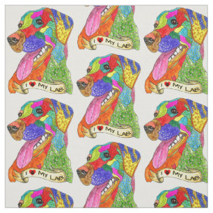 Niedliche und farbenfrohe Labrador Retriever Fabri Stoff