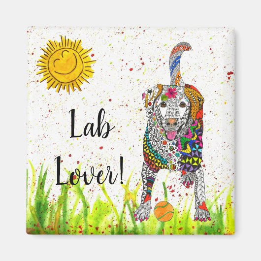 Niedliche und farbenfrohe Labrador Retriever Magne Magnet (Vorne)