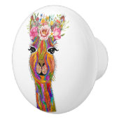 Niedliche und farbenfrohe Lama-Blumenknobs & Puls Keramikknauf (Rechts)