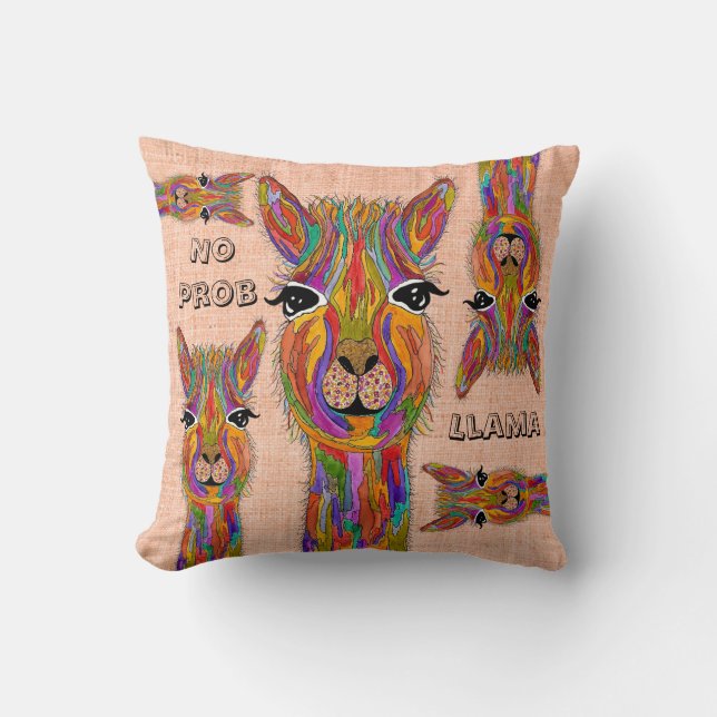 Niedliche und farbenfrohe Lama-Kissen Kissen (Vorderseite)