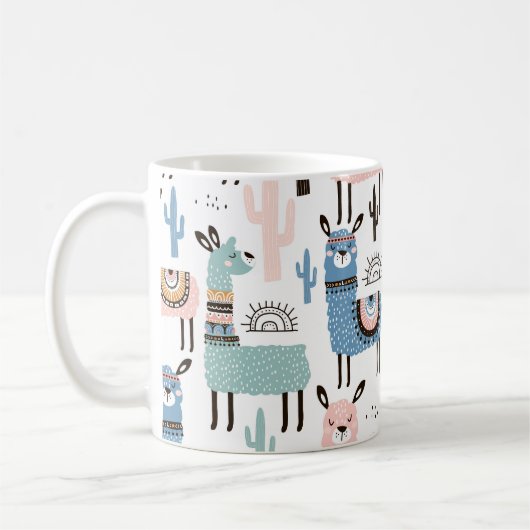 Niedliche und farbenfrohe Lama-Tasse Kaffeetasse (Links)