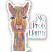 Niedliche und farbenfrohe Lama Vinyl Stickers Aufkleber (Vorderseite)