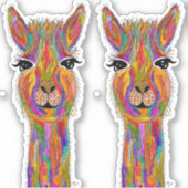 Niedliche und farbenfrohe Lama Vinyl Stickers Aufkleber (Vorderseite)