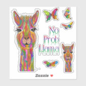 Niedliche und farbenfrohe Lama Vinyl Stickers Aufkleber (Blatt)