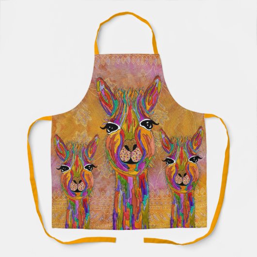 Niedliche und farbenfrohe Llama Alpaca Schürze (Vorderseite)