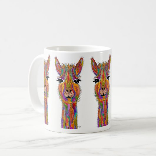 Niedliche und farbenfrohe Llama Tasse 11 oz. (Vorderseite Links)