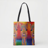 Niedliche und farbenfrohe Llama Tote Tasche (Vorderseite)