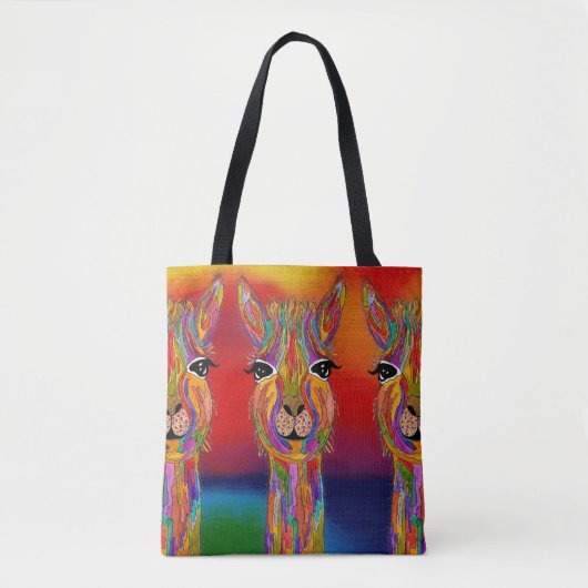 Niedliche und farbenfrohe Llama Tote Tasche (Vorderseite)