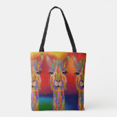 Niedliche und farbenfrohe Llama Tote Tasche (Rückseite)