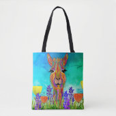 Niedliche und farbenfrohe Llama Tote Tasche (Vorderseite)