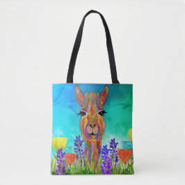 Niedliche und farbenfrohe Llama Tote Tasche