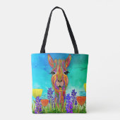 Niedliche und farbenfrohe Llama Tote Tasche (Rückseite)