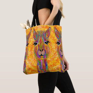 Niedliche und farbenfrohe Llama Tote Tasche