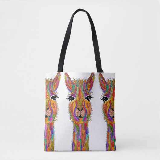 Niedliche und farbenfrohe Llama Tote Tasche (Vorderseite)
