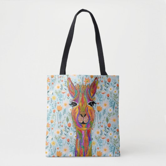 Niedliche und farbenfrohe Llama Tote Tasche (Vorderseite)