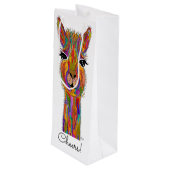 Niedliche und farbenfrohe Llama Weinkasse Geschenktüte Für Weinflaschen (Rückseite Schrägansicht)