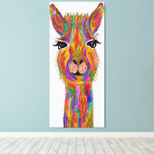 Niedliche und farbenfrohe Llama Wrapped Canvas Leinwanddruck (Insitu (Holzboden))