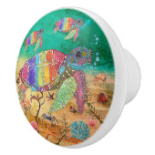 Niedliche und farbenfrohe Meeresschildkröte Keramikknauf (Rechts)