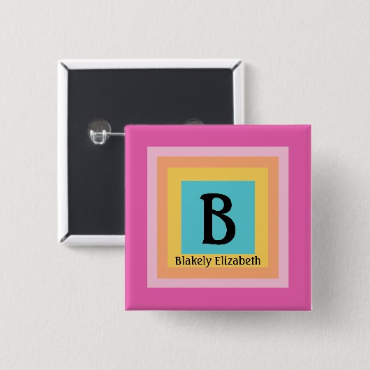 Niedliche und farbenfrohe Monogram Letter Name Gir Button (Vorne & Hinten)