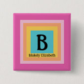 Niedliche und farbenfrohe Monogram Letter Name Gir Button (Vorderseite)