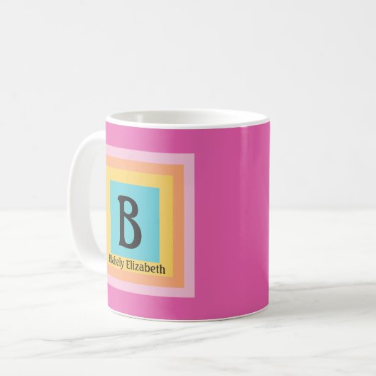 Niedliche und farbenfrohe Monogram Letter Name Gir Kaffeetasse (Vorderseite Links)