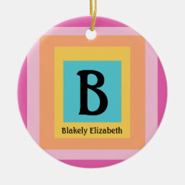 Niedliche und farbenfrohe Monogram Letter Name Gir Keramik Ornament