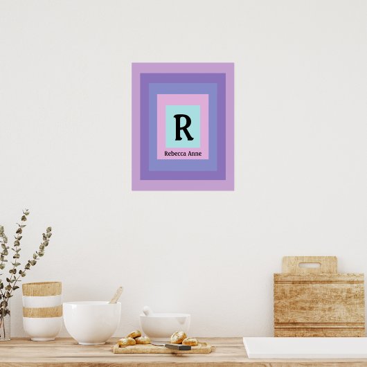 Niedliche und farbenfrohe Monogram Letter Name Gir Poster (Küche)