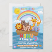 Niedliche und farbenfrohe Noah's Ark Birthday Einl Einladung (Vorderseite)