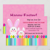 Niedliche und farbenfrohe Osterhase Einladung (Vorne/Hinten)
