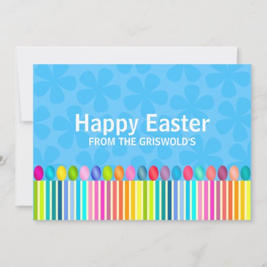 Niedliche und farbenfrohe Osterhase Einladung (Rückseite)