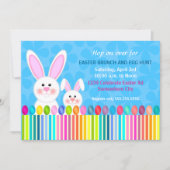 Niedliche und farbenfrohe Osterhase Einladung (Vorderseite)
