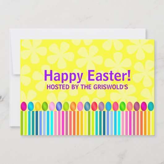 Niedliche und farbenfrohe Osterhase Einladung (Rückseite)