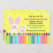 Niedliche und farbenfrohe Osterhase Einladung (Vorne/Hinten)